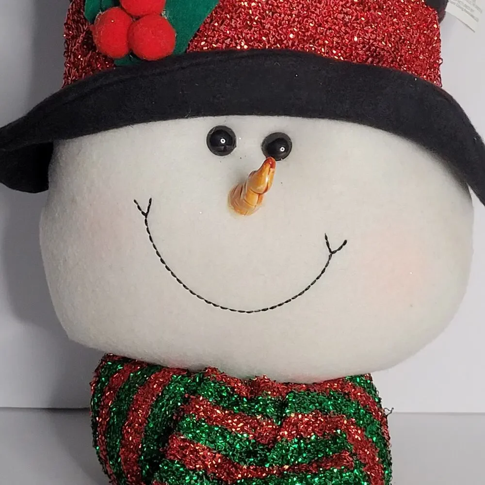 Festive Plush Snowman Head Christmas Decoration